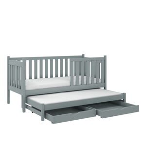 Sivá detská posteľ s výsuvným lôžkom s úložným priestorom 80x160 cm Kaja V5 - Lano Meble